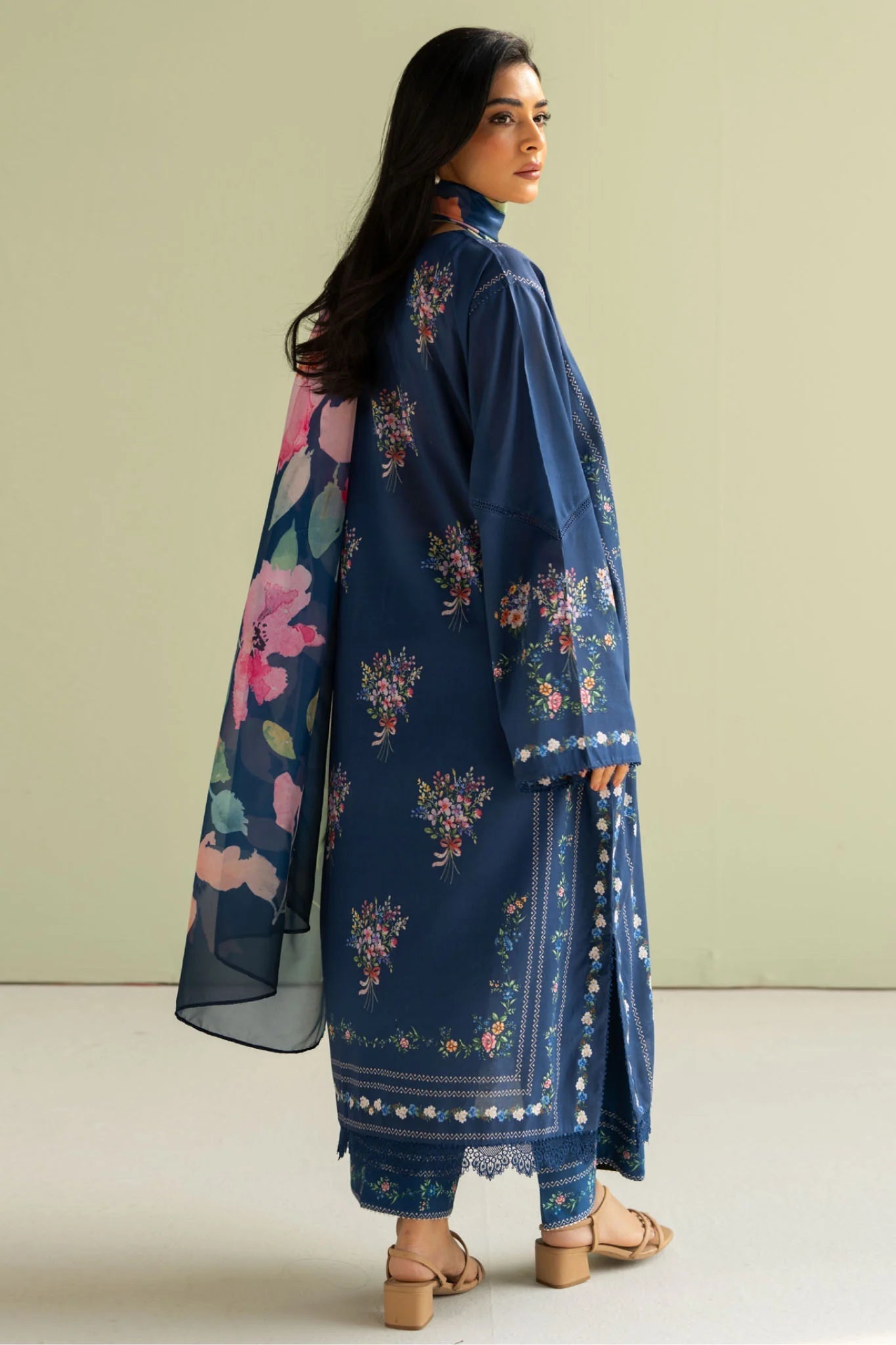 3 Piece Digital Printed Lawn Shirt Trouser and Dupatta BQ421