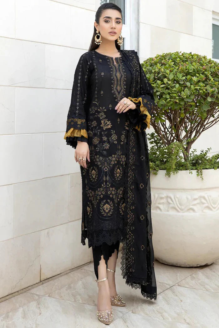 3 Pc Embroidered Lawn Shirt with Embroidered Organza Dupatta V06