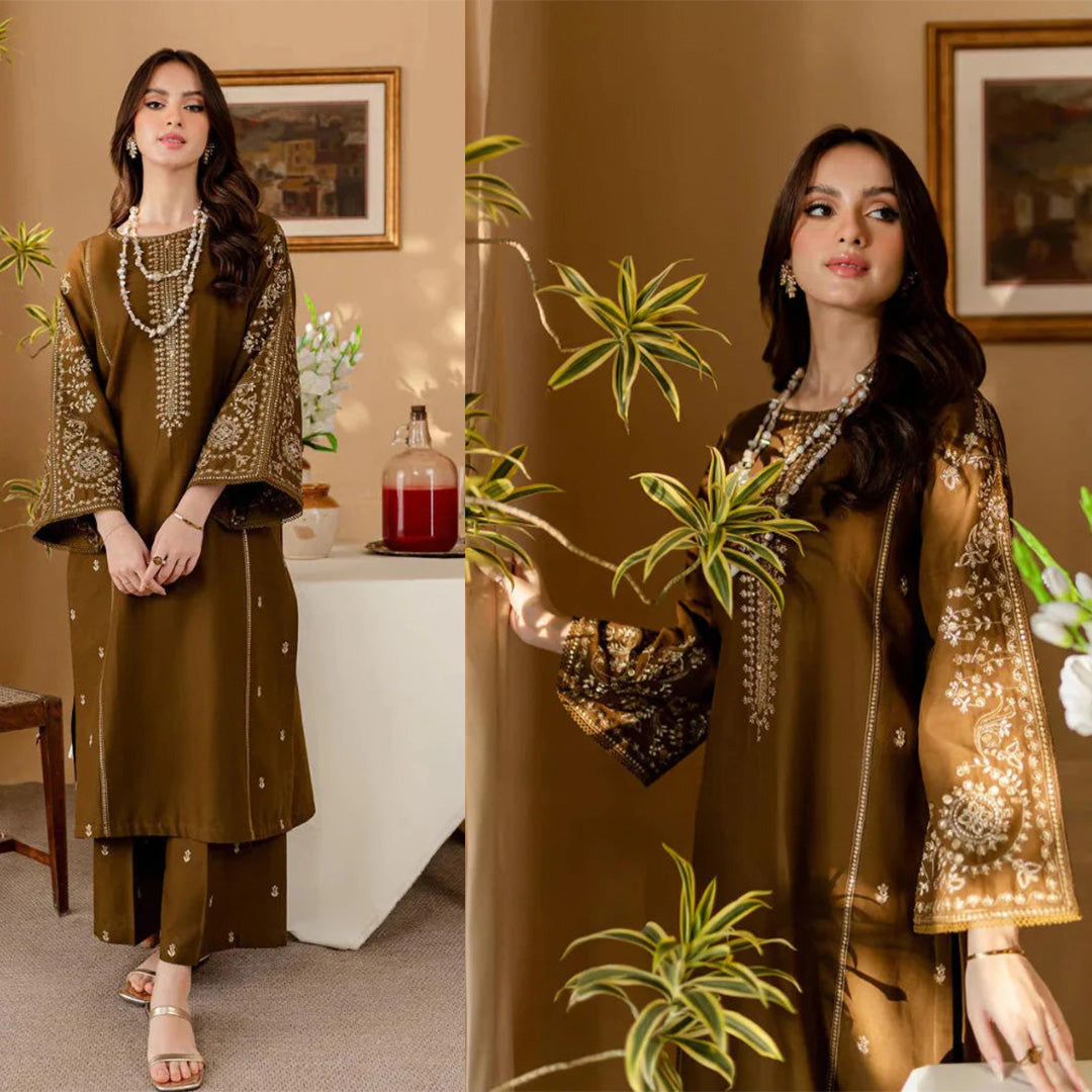 2 Piece Embroidered Lawn Shirt with Dyed Trouser BA68