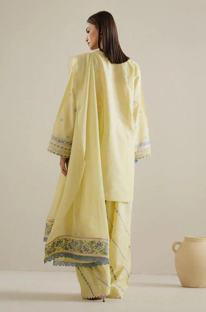 3 Pc Embroidered Lawn Shirt with Embroidered Cotton Net Dupatta V2635