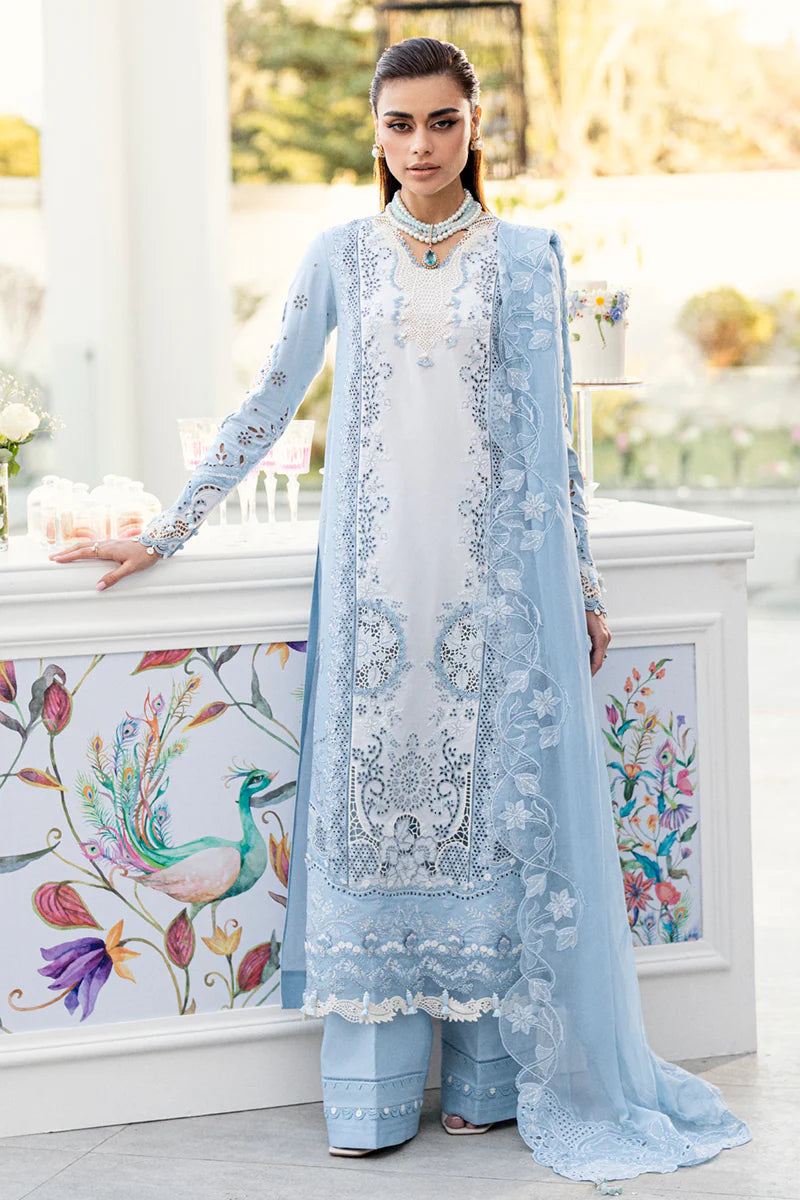 3 Pc Embroidered Lawn Shirt with Embroidered Chifoon Dupatta With Patches V2645
