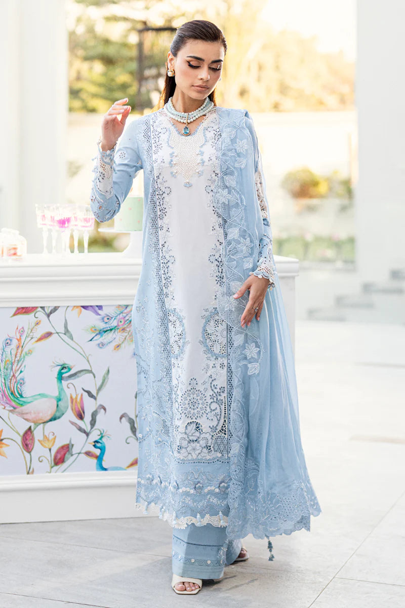3 Pc Embroidered Lawn Shirt with Embroidered Chifoon Dupatta With Patches V2645
