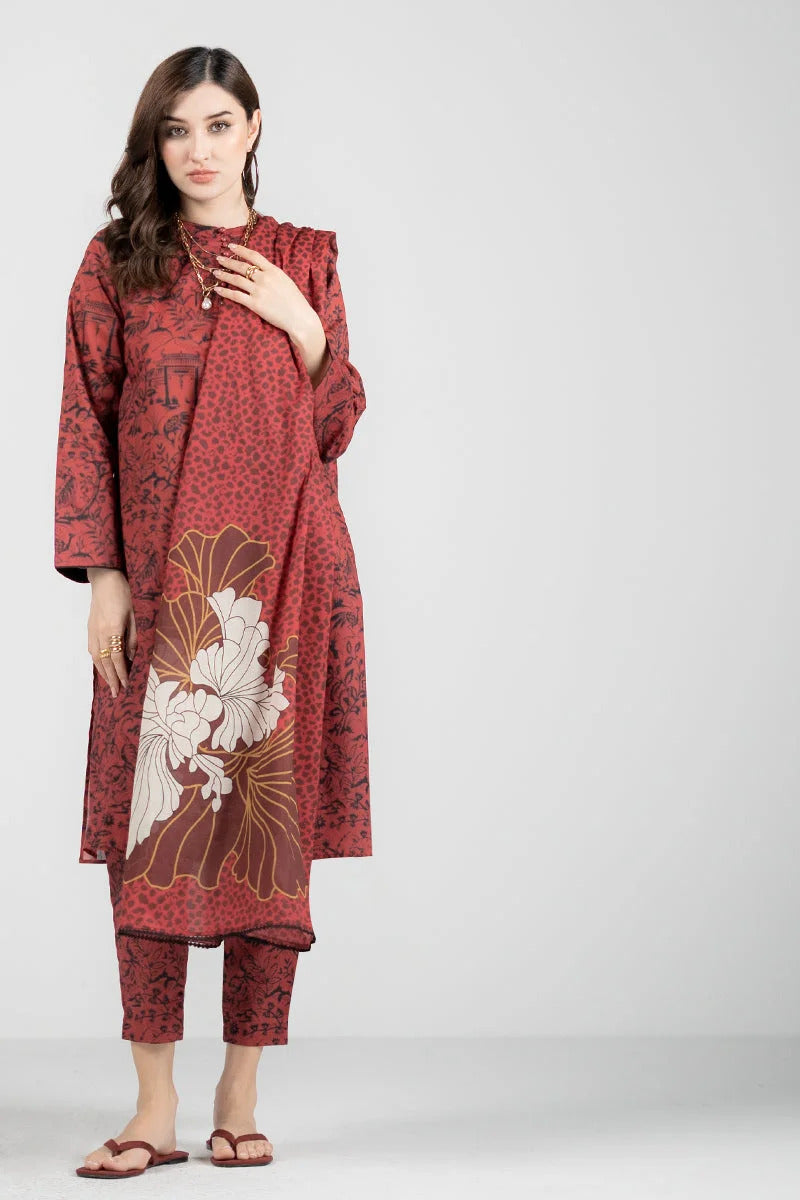 3 Piece Digital Printed Lawn Suit with Monar Dupatta V507