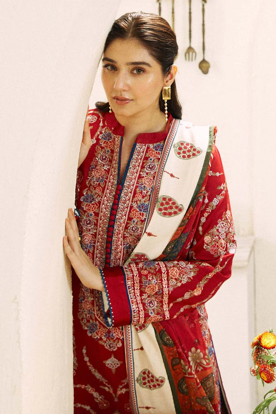 3 Piece Embroidered Lawn Shirt and Trouser with Printed Dupatta ZS2550