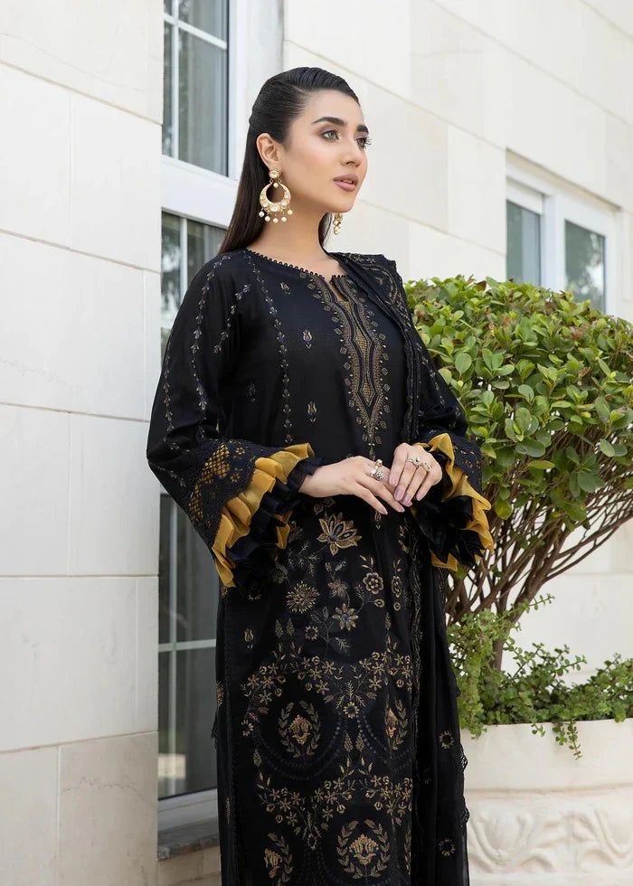 3 Pc Embroidered Lawn Shirt with Embroidered Organza Dupatta V06