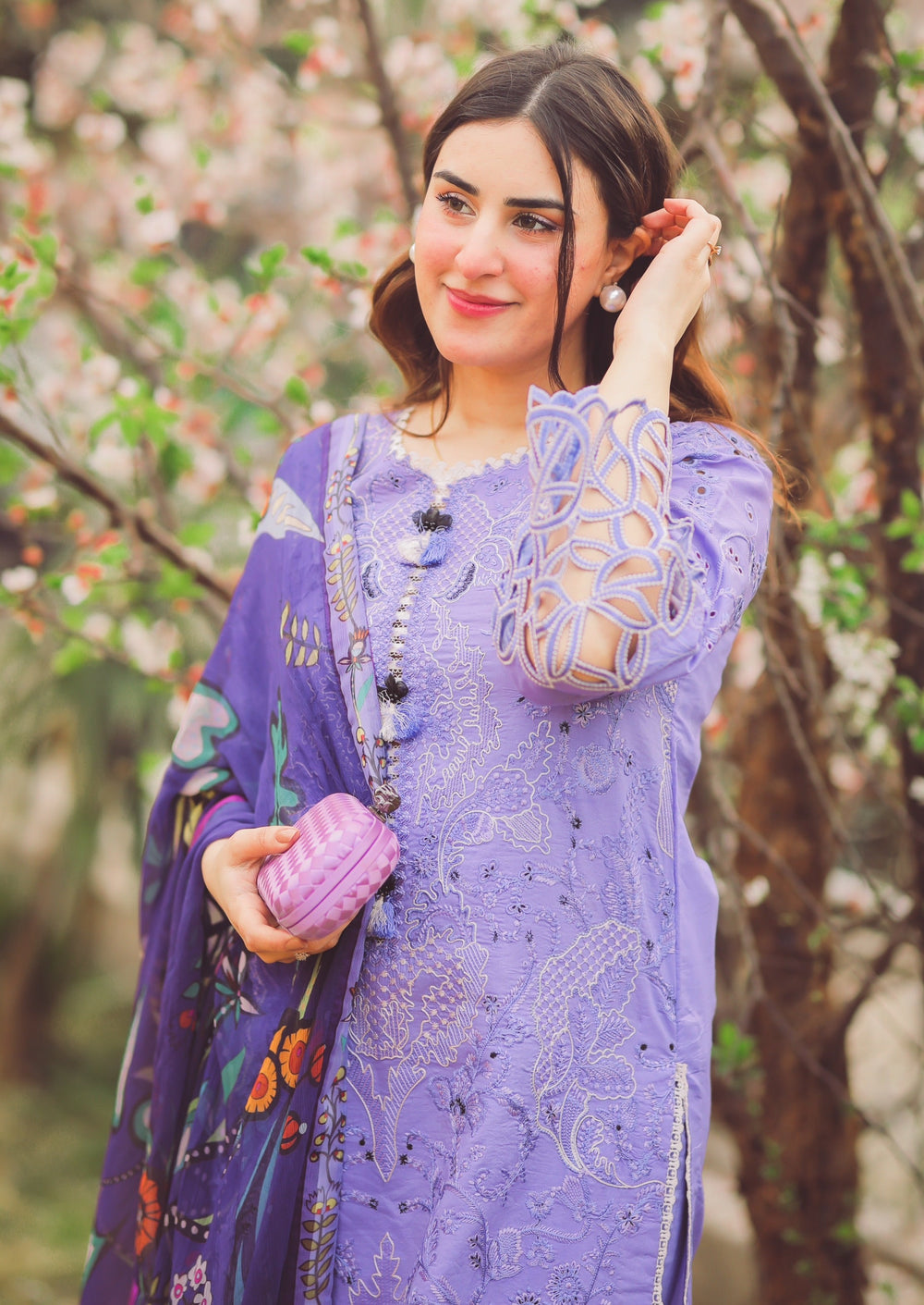 3 Piece Embroidered Lawn Shirt with Digital Printed Poly lawn Dupatta V04